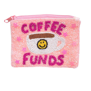 Coffee Funds Beaded Keychain Pouch