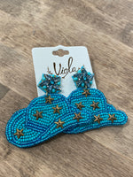 Load image into Gallery viewer, Star Cowboy Hat Beaded Earrings
