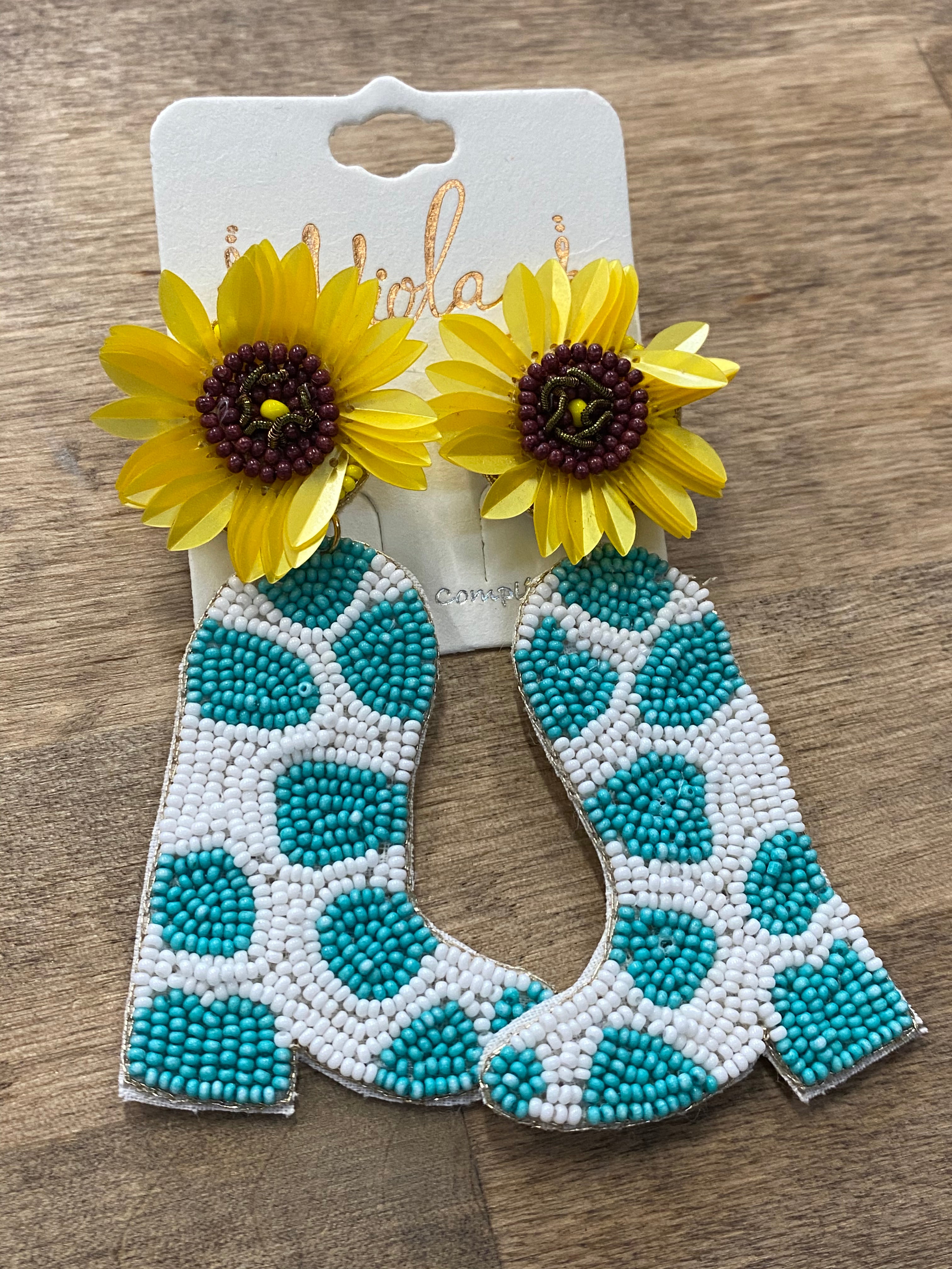 Sunflower Boots Beaded Earrings