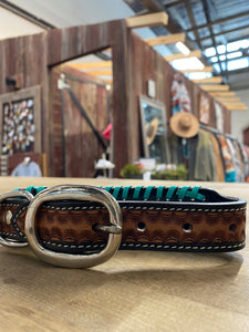 Full Bloom Hand-Tooled Leather Dog Collar