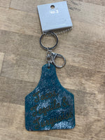Load image into Gallery viewer, Cowhide Cattle Tag Keychain
