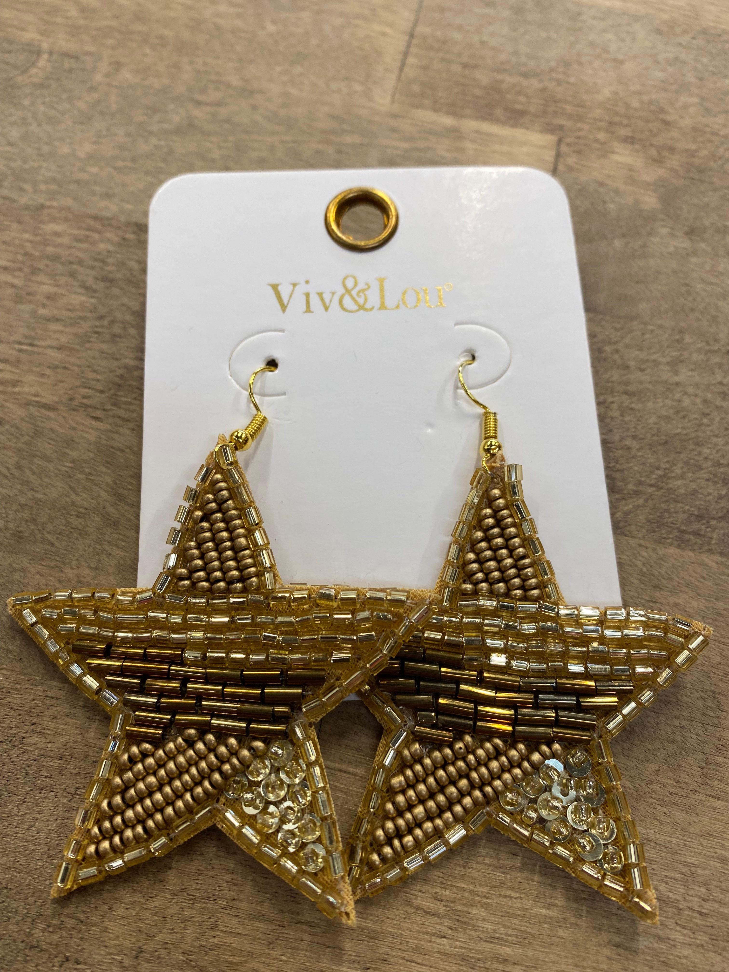 Golden Star Beaded Earrings