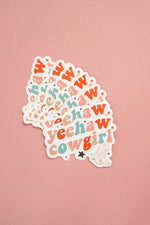 Load image into Gallery viewer, Yeehaw Cowgirl + Boots Sticker
