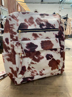 Load image into Gallery viewer, Brown Cow Print Faux Leather Backpack
