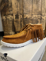 Load image into Gallery viewer, Tan Fringe Moccasin Shoes
