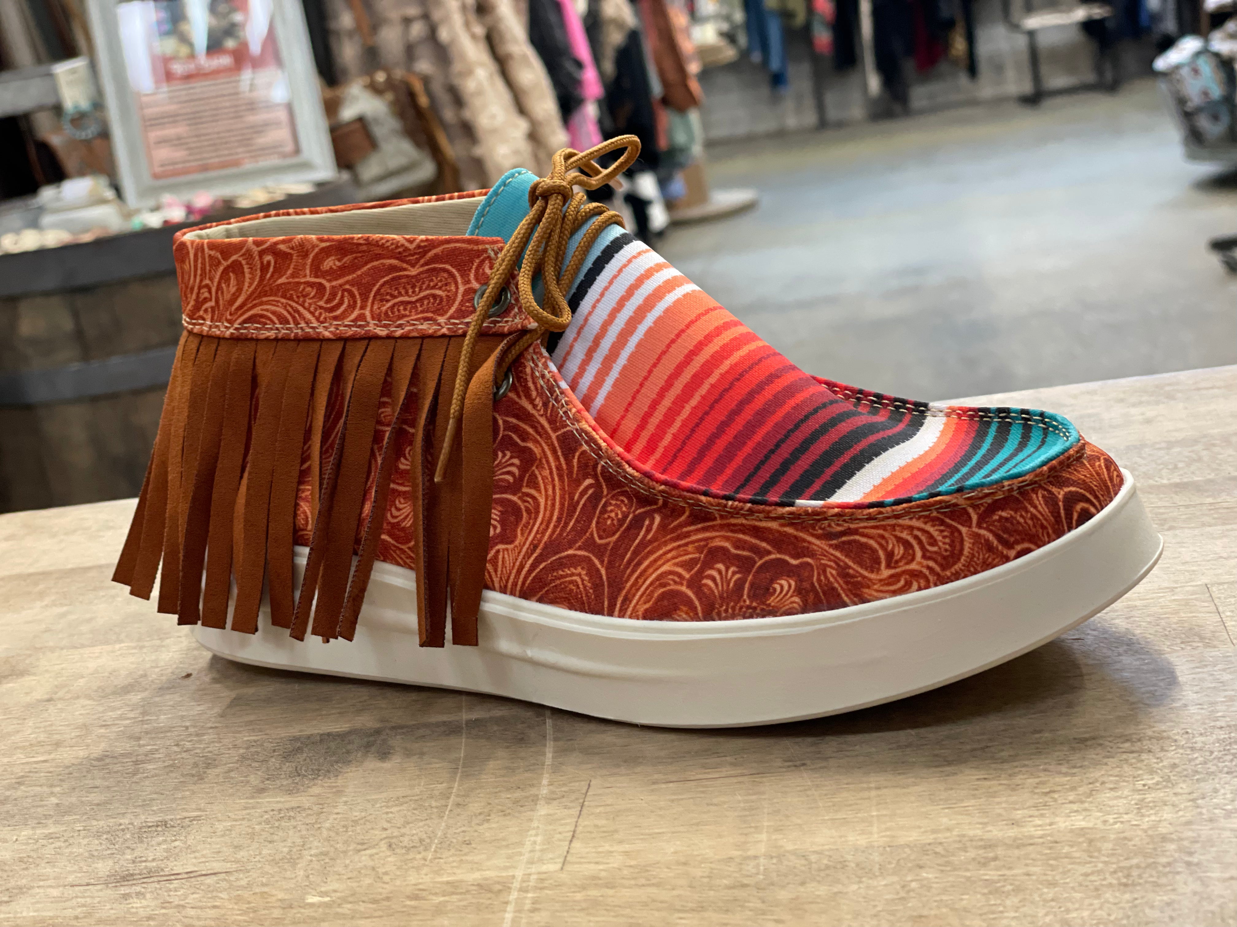 Serape fringe moccasins sales