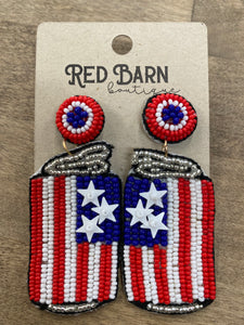 Patriotic Can Beaded Earrings