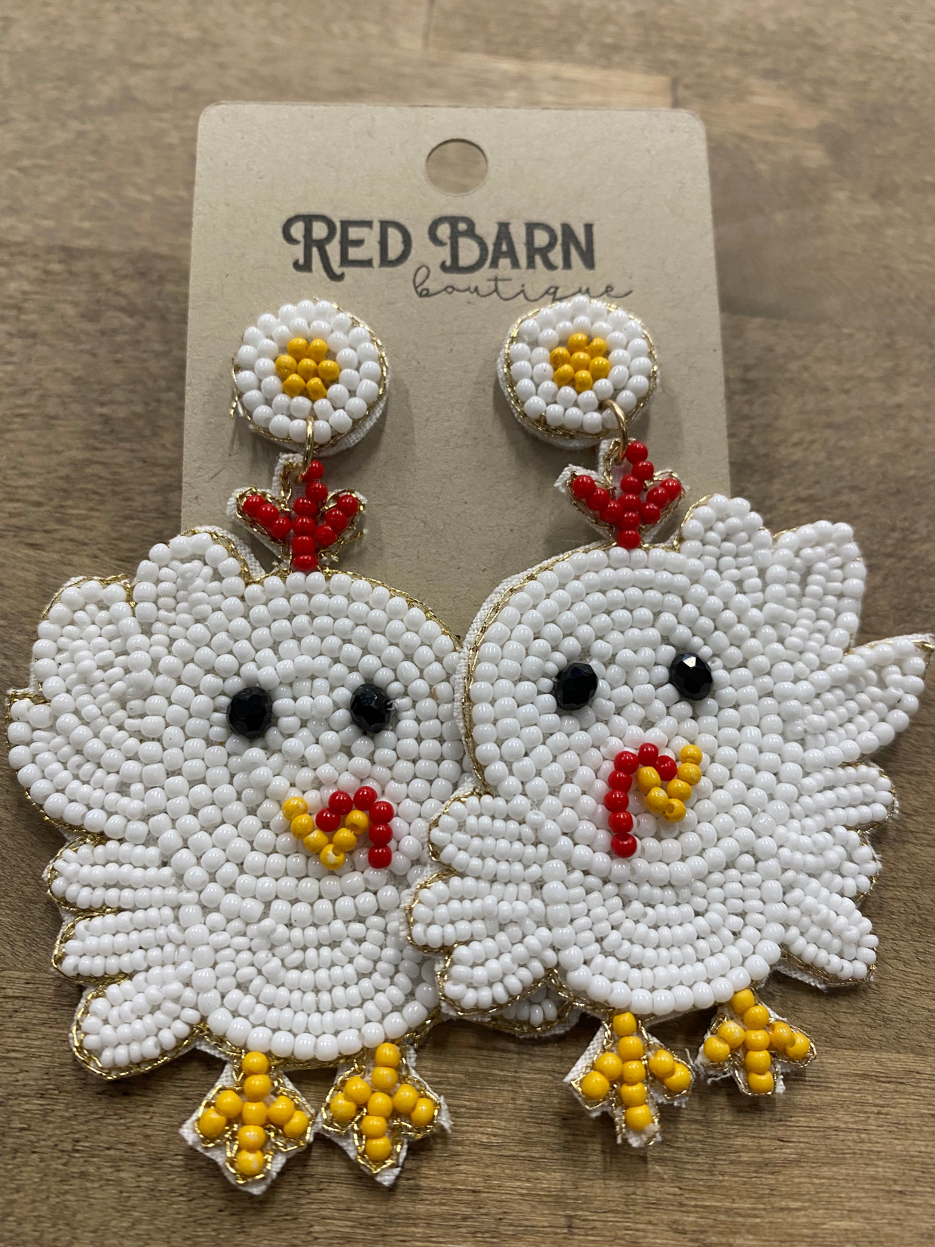 Chicken Beaded Earrings
