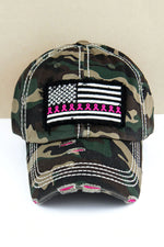 Load image into Gallery viewer, Distressed Pink Ribbon Flag Cap
