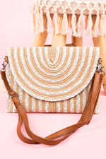 Load image into Gallery viewer, Pastel Straw Envelope Crossbody Clutch
