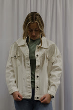 Load image into Gallery viewer, Rhinestone Fringe Denim Jacket
