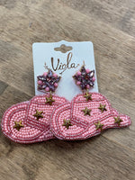 Load image into Gallery viewer, Star Cowboy Hat Beaded Earrings
