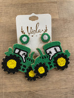 Load image into Gallery viewer, Tractor Seed Bead Earrings
