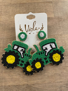 Tractor Seed Bead Earrings