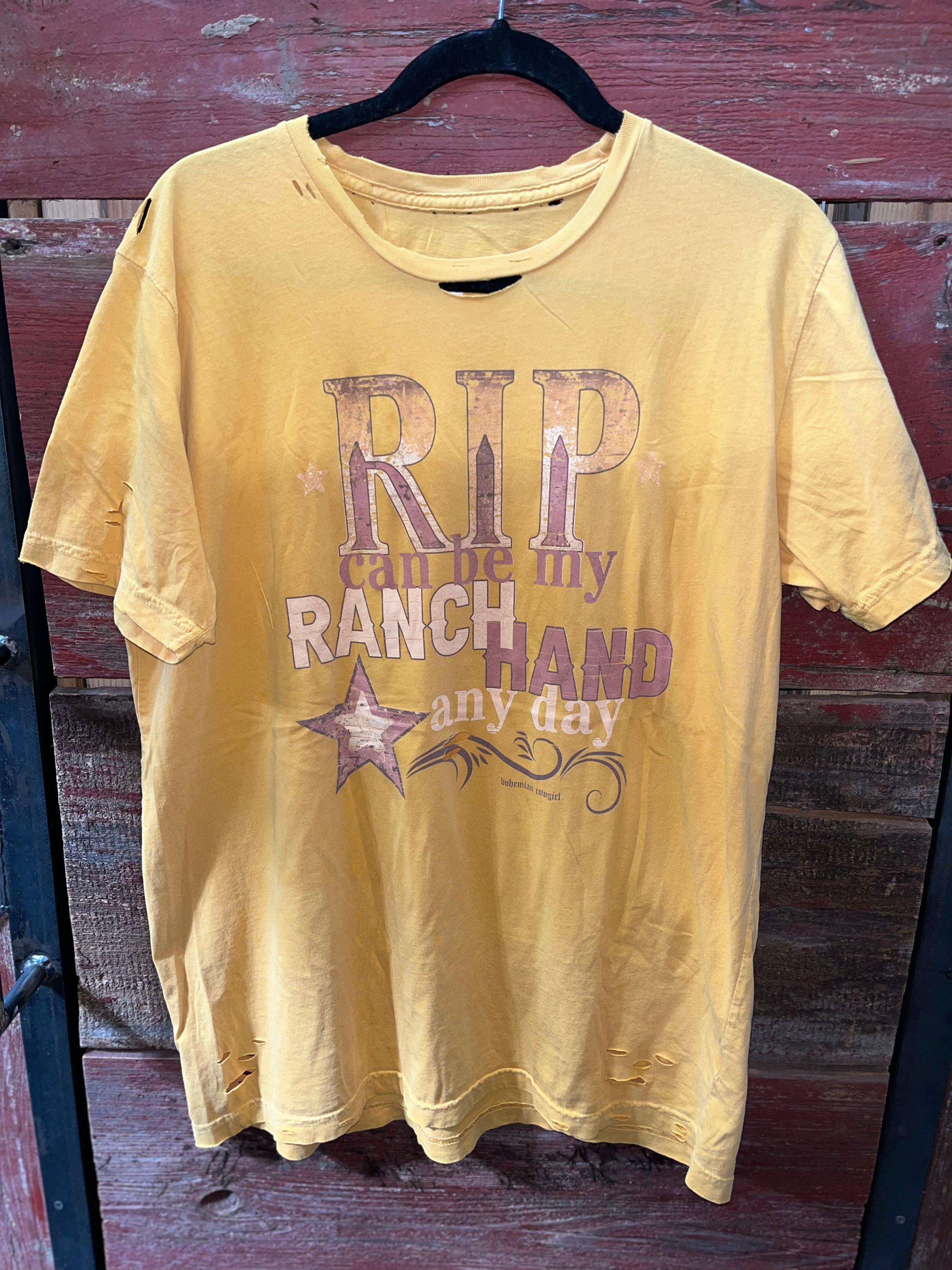 Rip Yellowstone Distressed Ranch Hand Tee