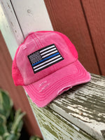 Load image into Gallery viewer, Thin Blue Line Pink Pony Cap
