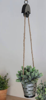 Load image into Gallery viewer, Hanging Olive Bucket Pulley Planter
