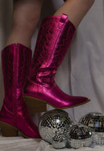 Load image into Gallery viewer, Hot Pink Metallic Howdy Cowgirl Boots
